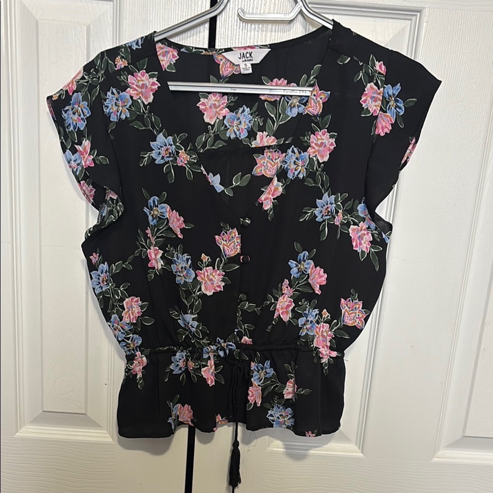 Jack by BB Dakota Women's Floral Black Top
